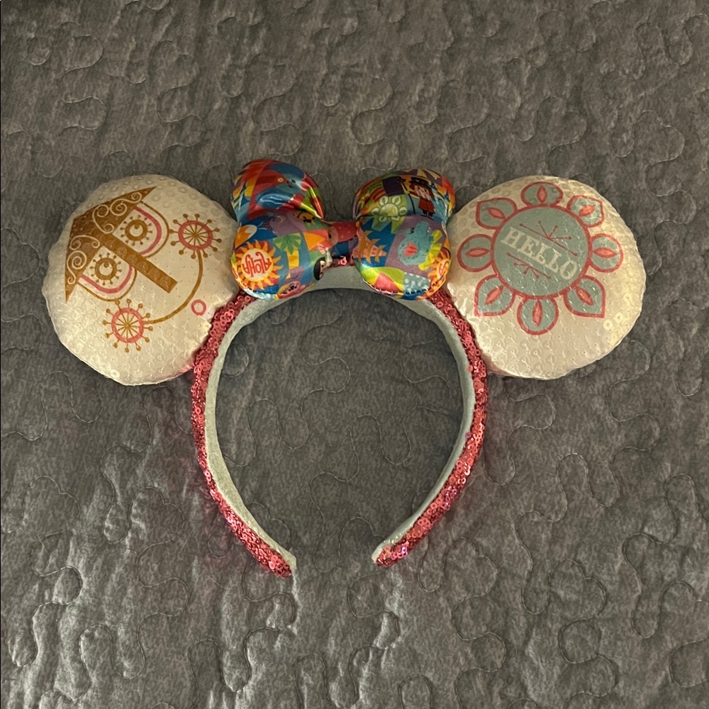 Authentic Disney “it’s a small world” Cream and Pink Mouse Ears Headband